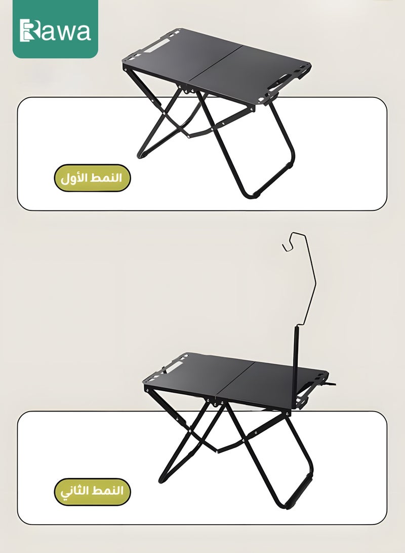 روعة طاولة تخييم محمولة قابلة للطي، طاولة سفر مع حامل مصباح مجاني، سعة تحميل 60 كجم، مناسبة للنزهات والشرفات والصيد والشواء والتجمعات العائلية والتخييم في الهواء الطلق - Image 5